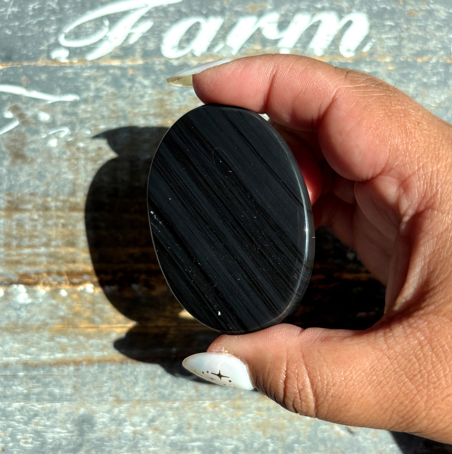 Gorgeous Midnight Lace Obsidian Palm Stone from Armenia |