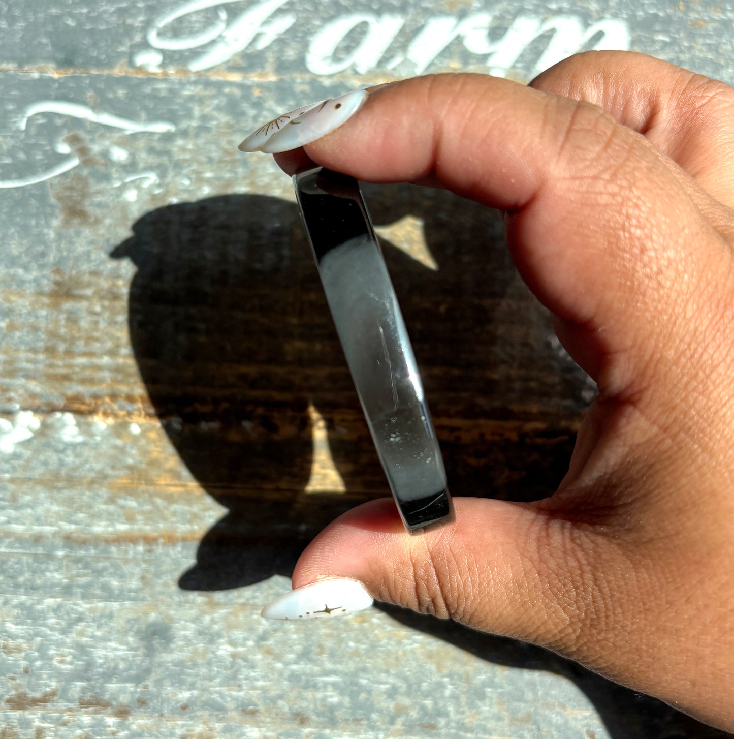 Gorgeous Midnight Lace Obsidian Palm Stone from Armenia | F