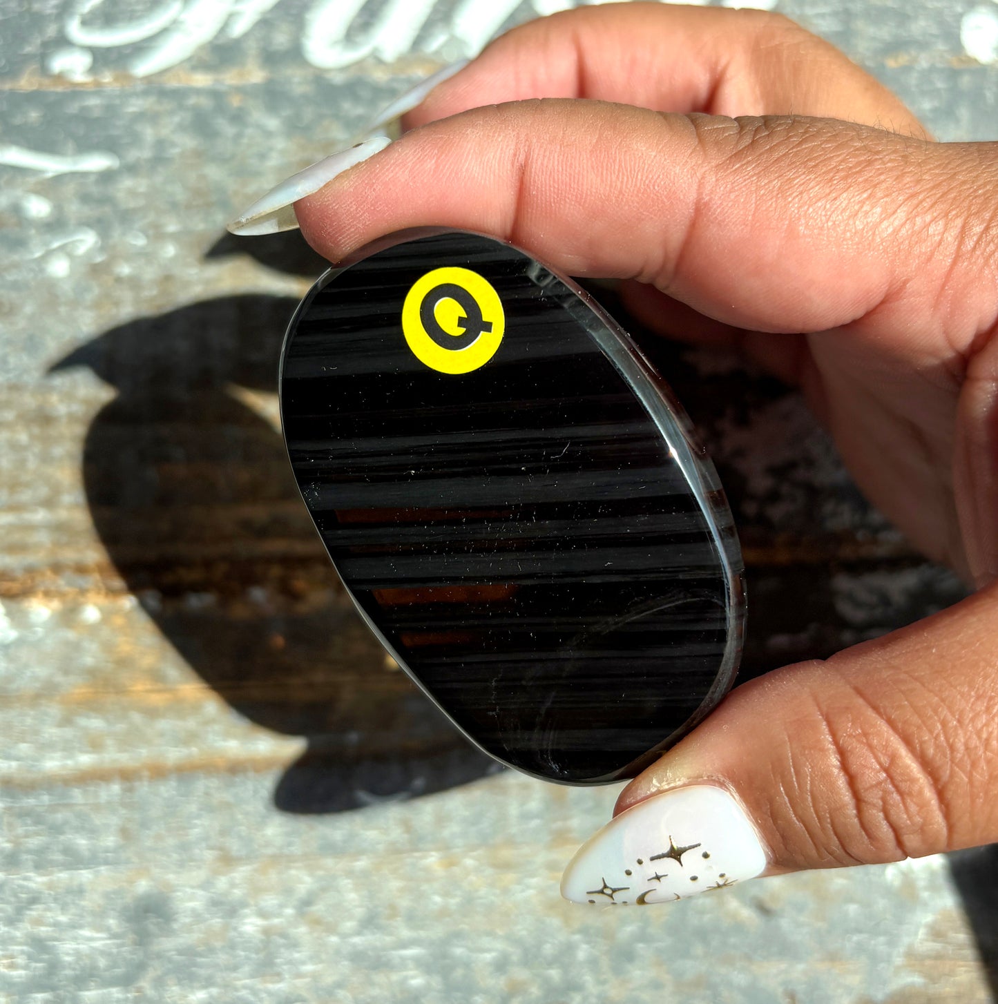 Gorgeous Midnight Lace Obsidian Palm Stone from Armenia | Q