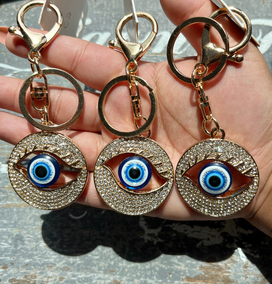 Bling Evil Eye Clip Keychain