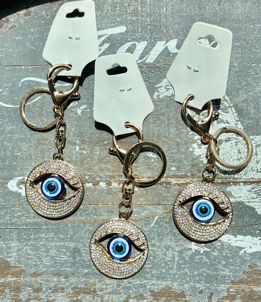 Bling Evil Eye Clip Keychain