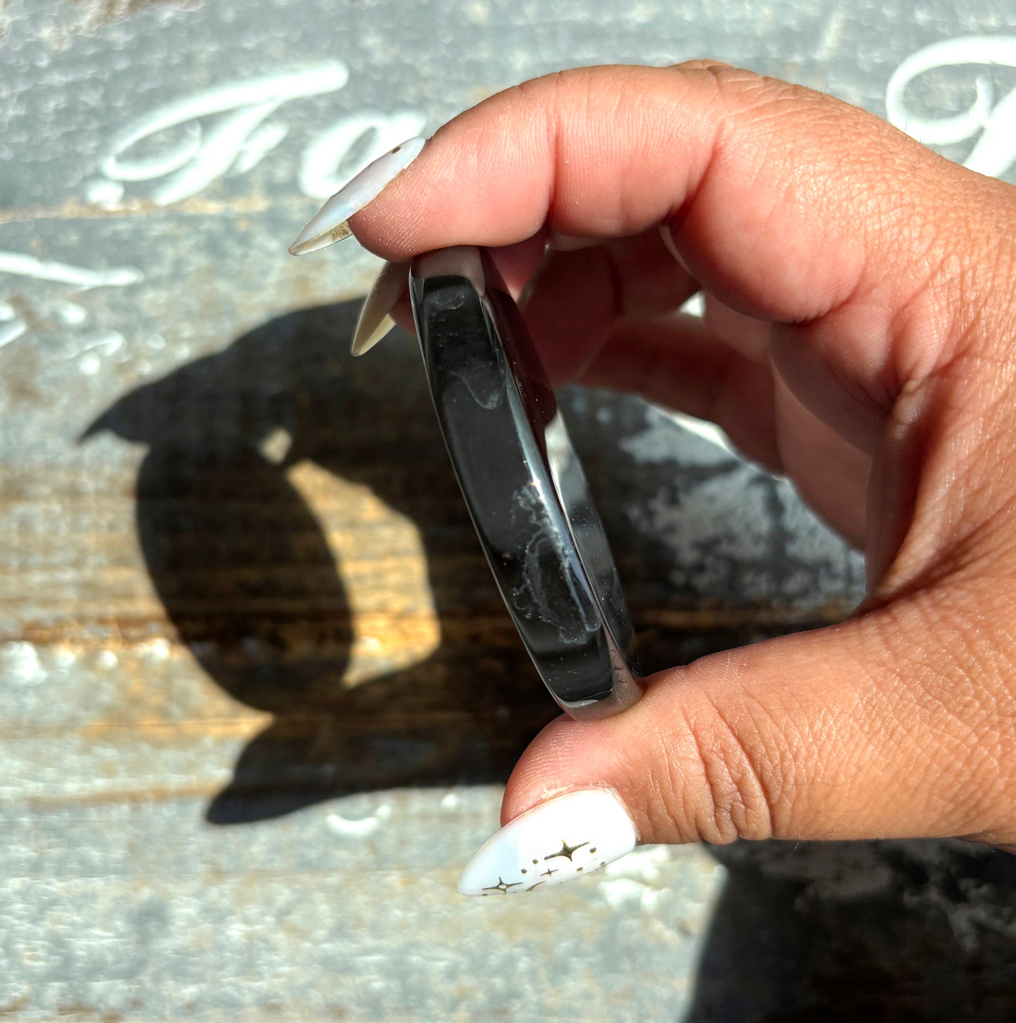 Gorgeous Midnight Lace Obsidian Palm Stone from Armenia | Z