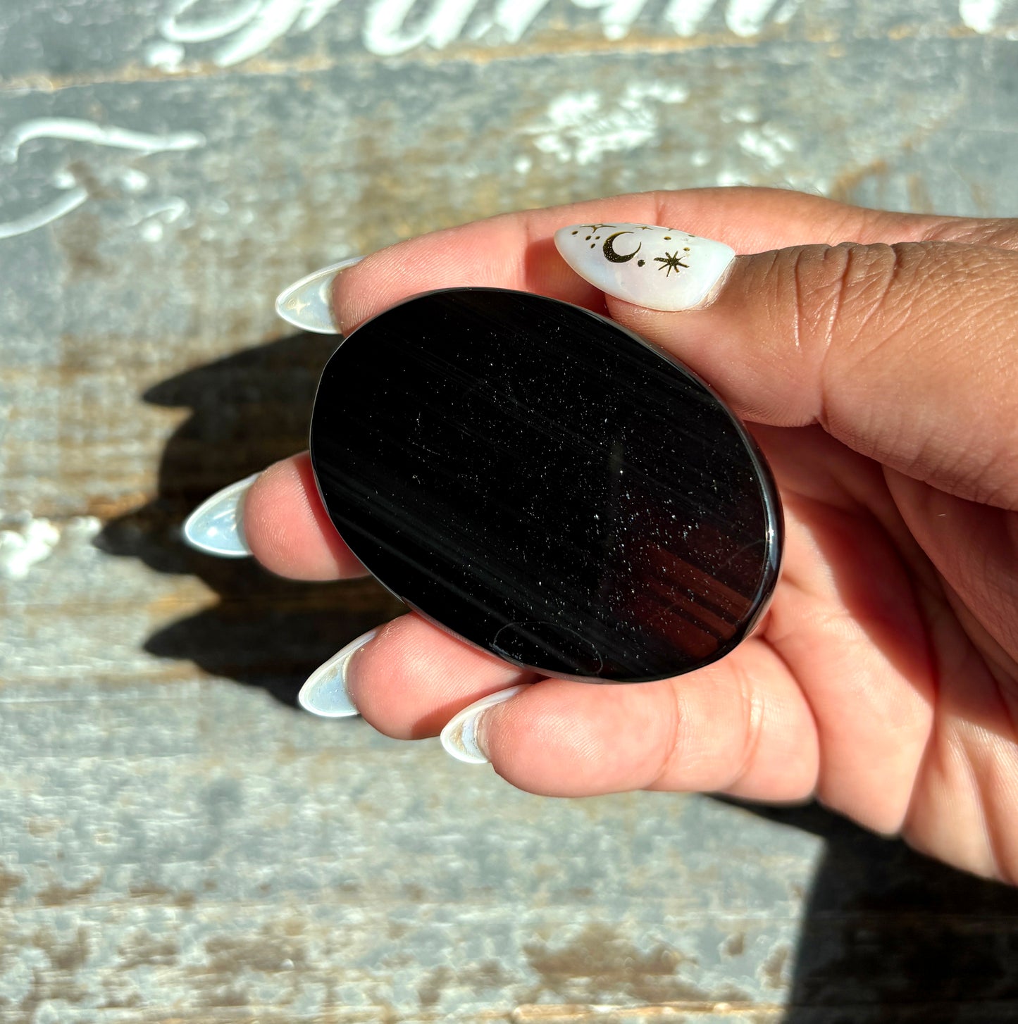 Gorgeous Midnight Lace Obsidian Palm Stone from Armenia | Z