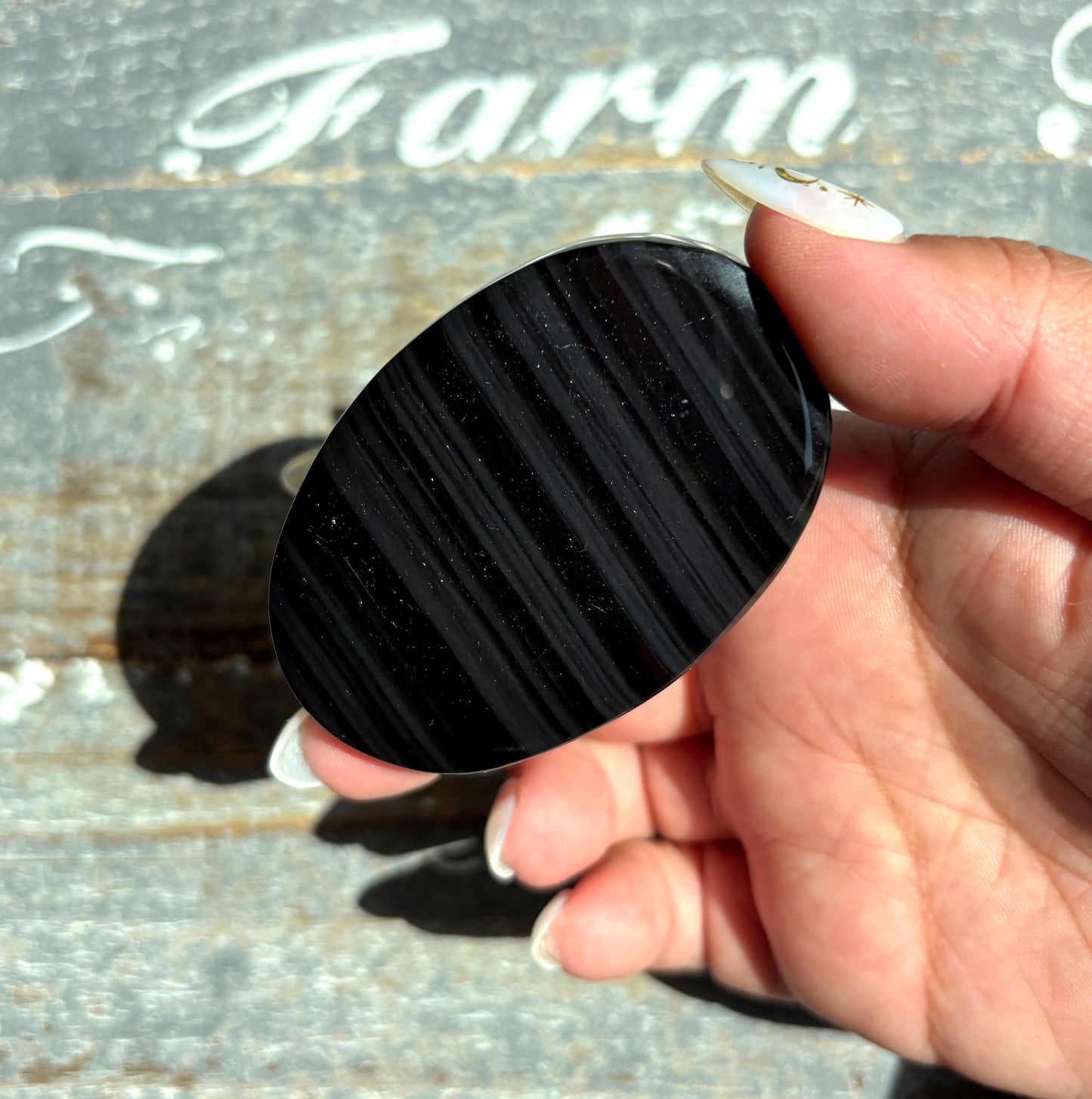 Gorgeous Midnight Lace Obsidian Palm Stone from Armenia | R