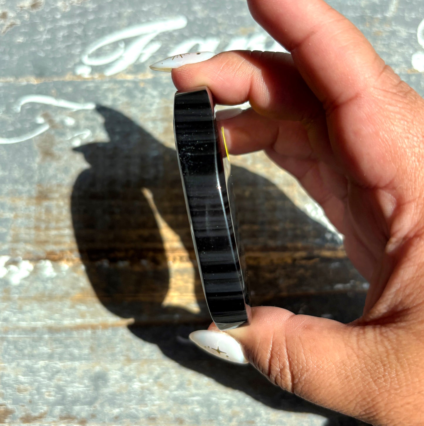 Gorgeous Midnight Lace Obsidian Palm Stone from Armenia | R