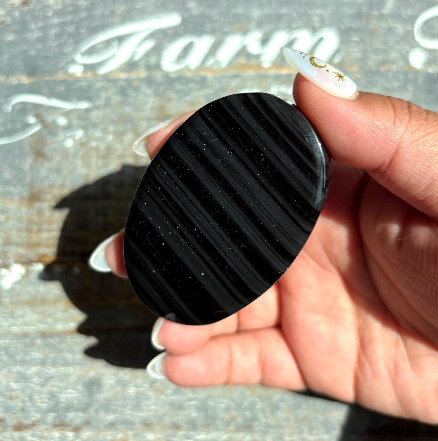 Gorgeous Midnight Lace Obsidian Palm Stone from Armenia | R