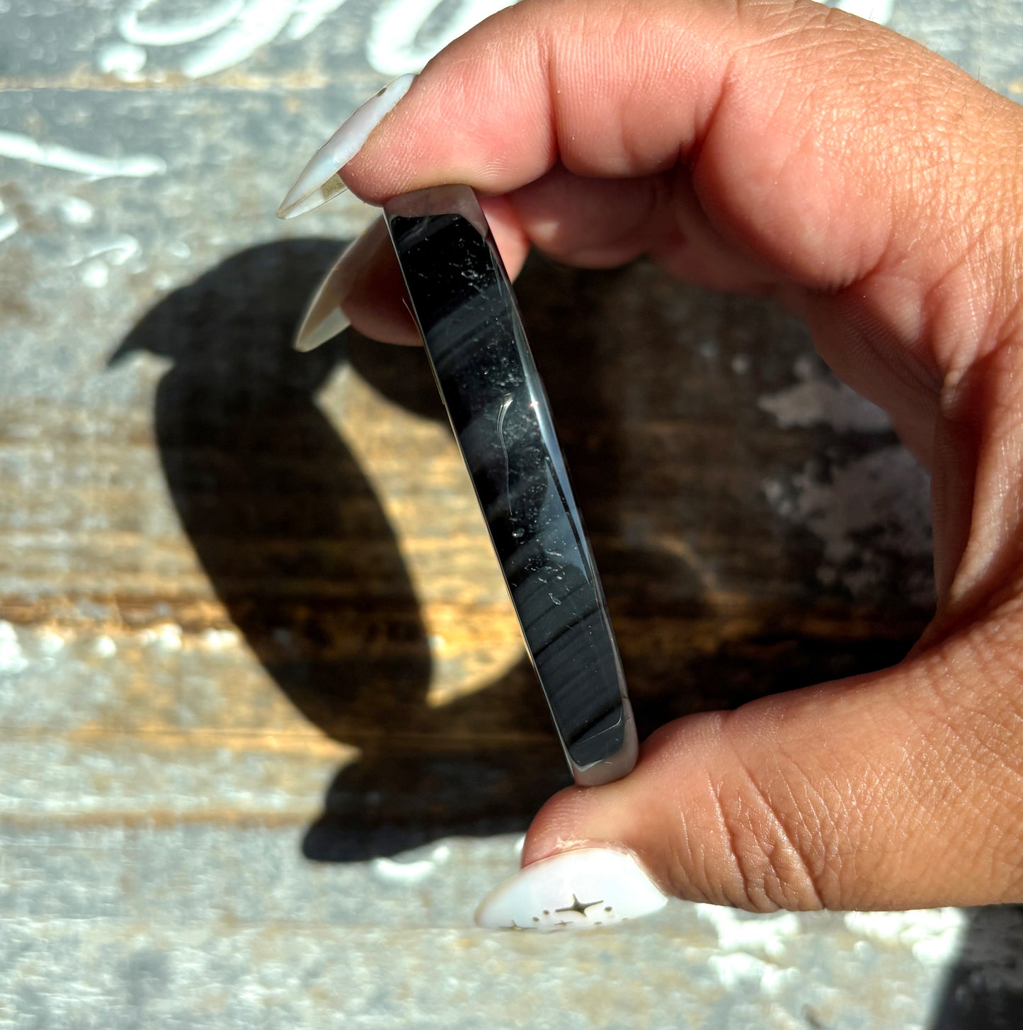 Gorgeous Midnight Lace Obsidian Palm Stone from Armenia | M