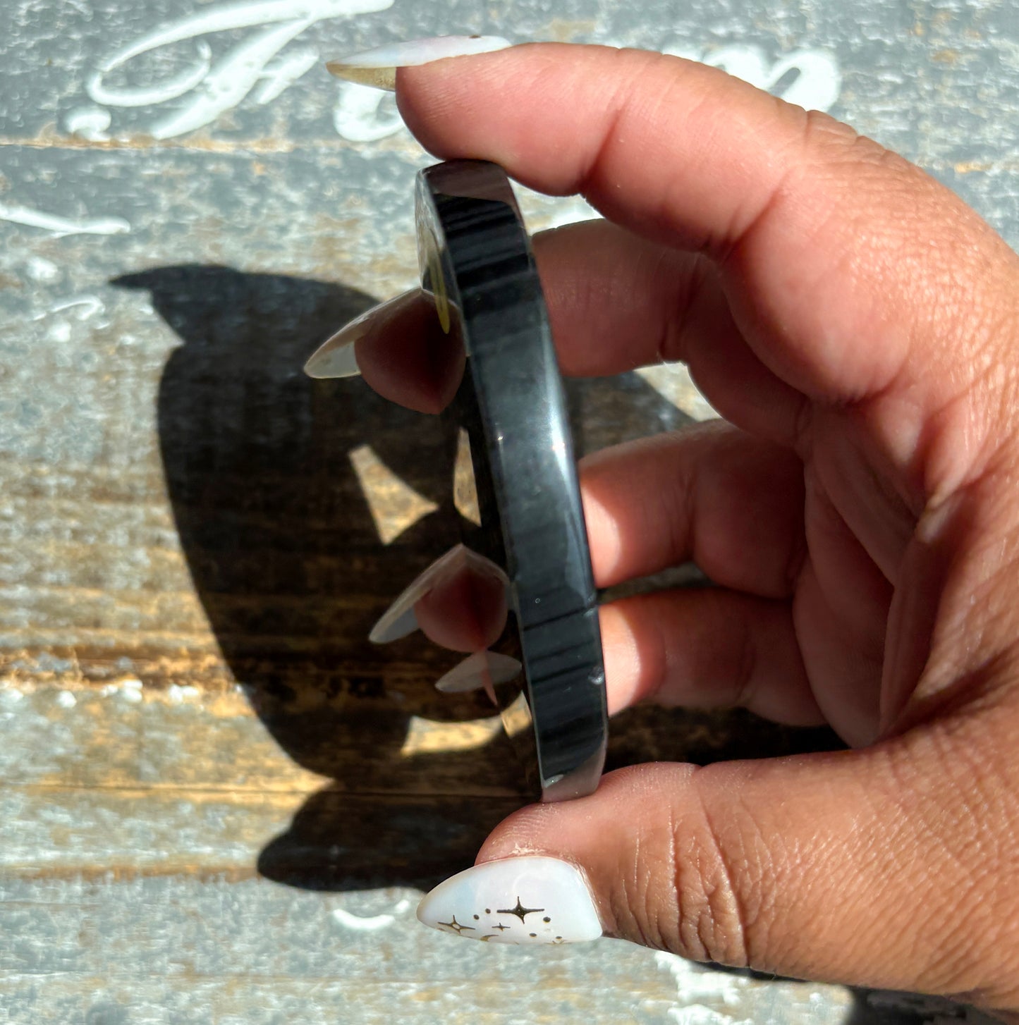 Gorgeous Midnight Lace Obsidian Palm Stone from Armenia | I