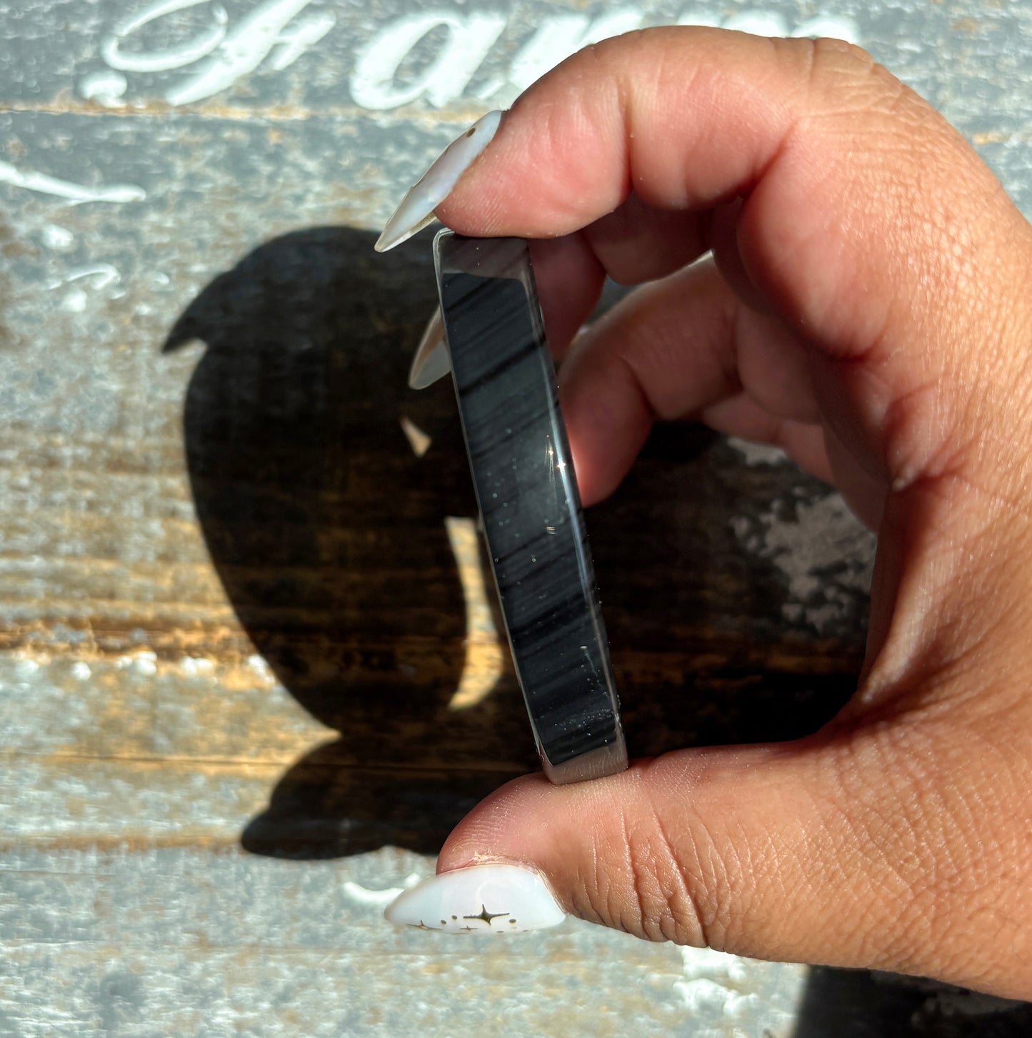Gorgeous Midnight Lace Obsidian Palm Stone from Armenia | L