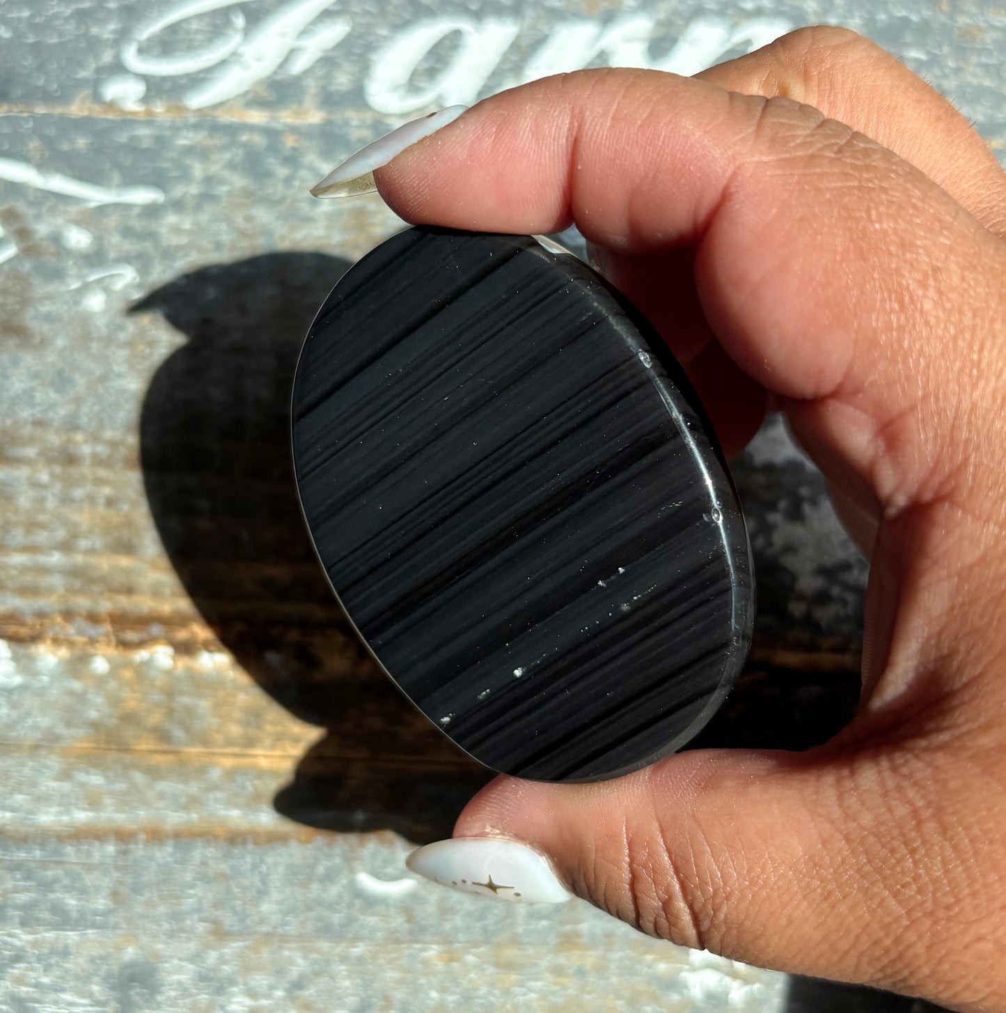 Gorgeous Midnight Lace Obsidian Palm Stone from Armenia | L