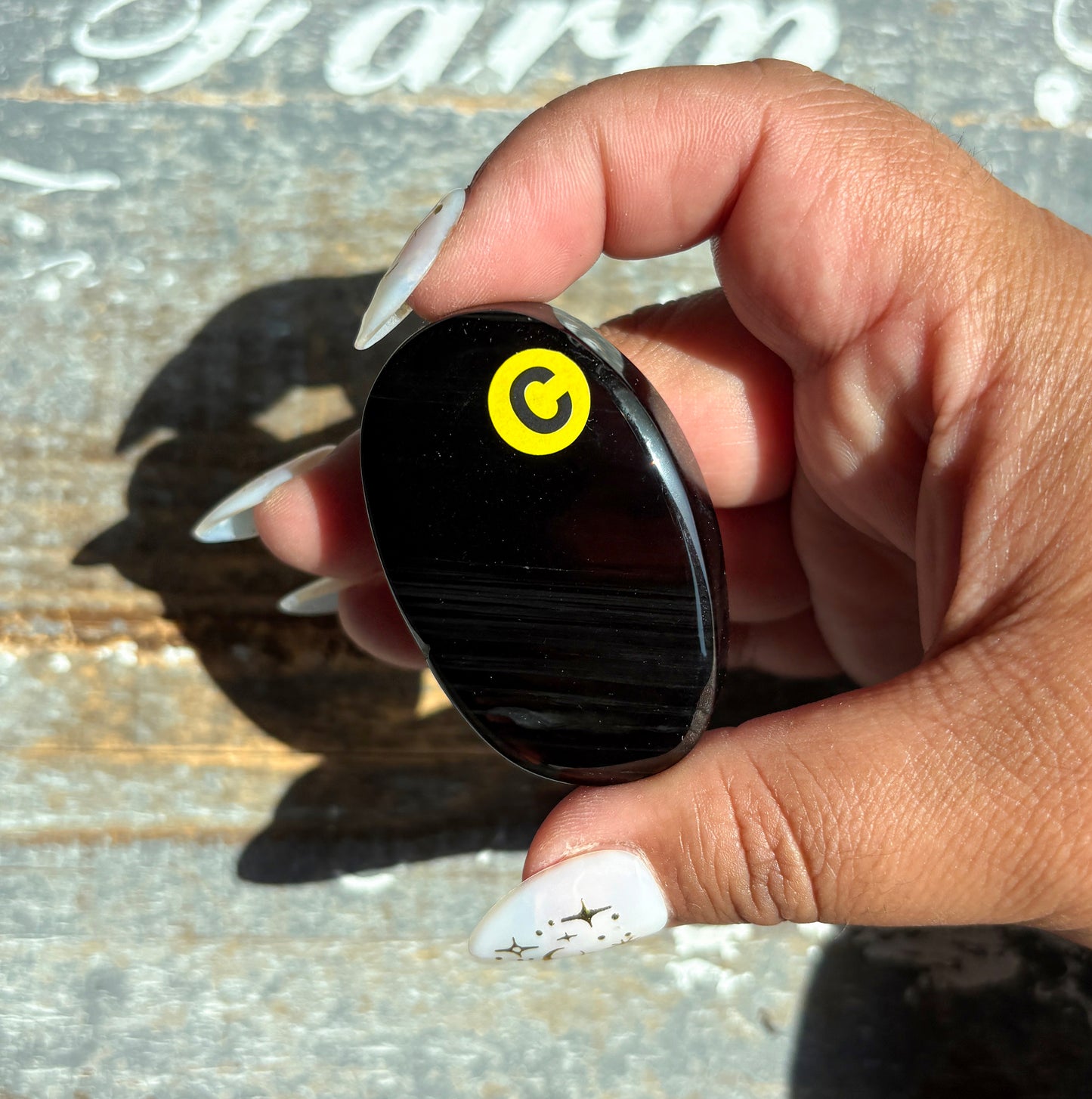 Gorgeous Midnight Lace Obsidian Palm Stone from Armenia | C