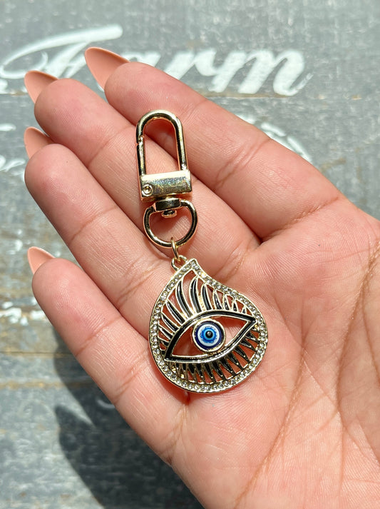 Evil Eye Tear Drop Clip Keychain