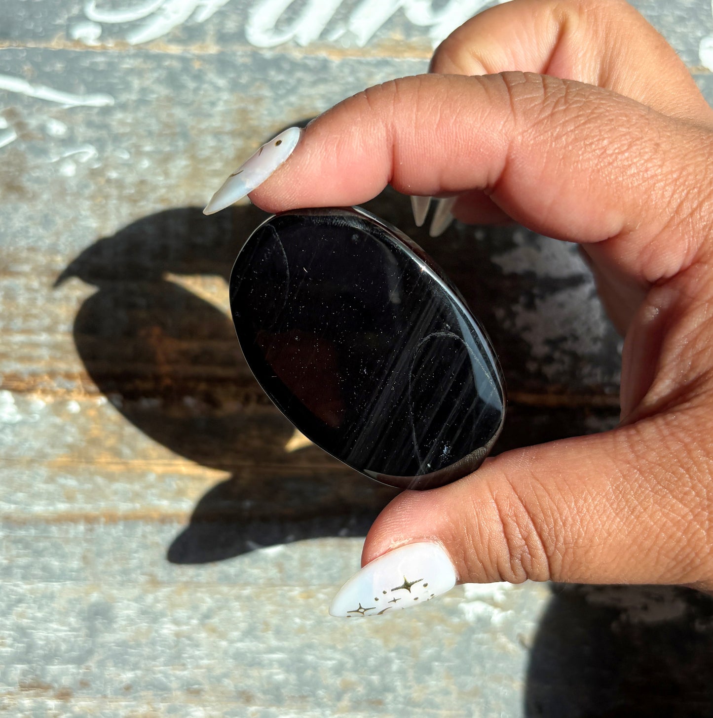 Gorgeous Midnight Lace Obsidian Palm Stone from Armenia | C