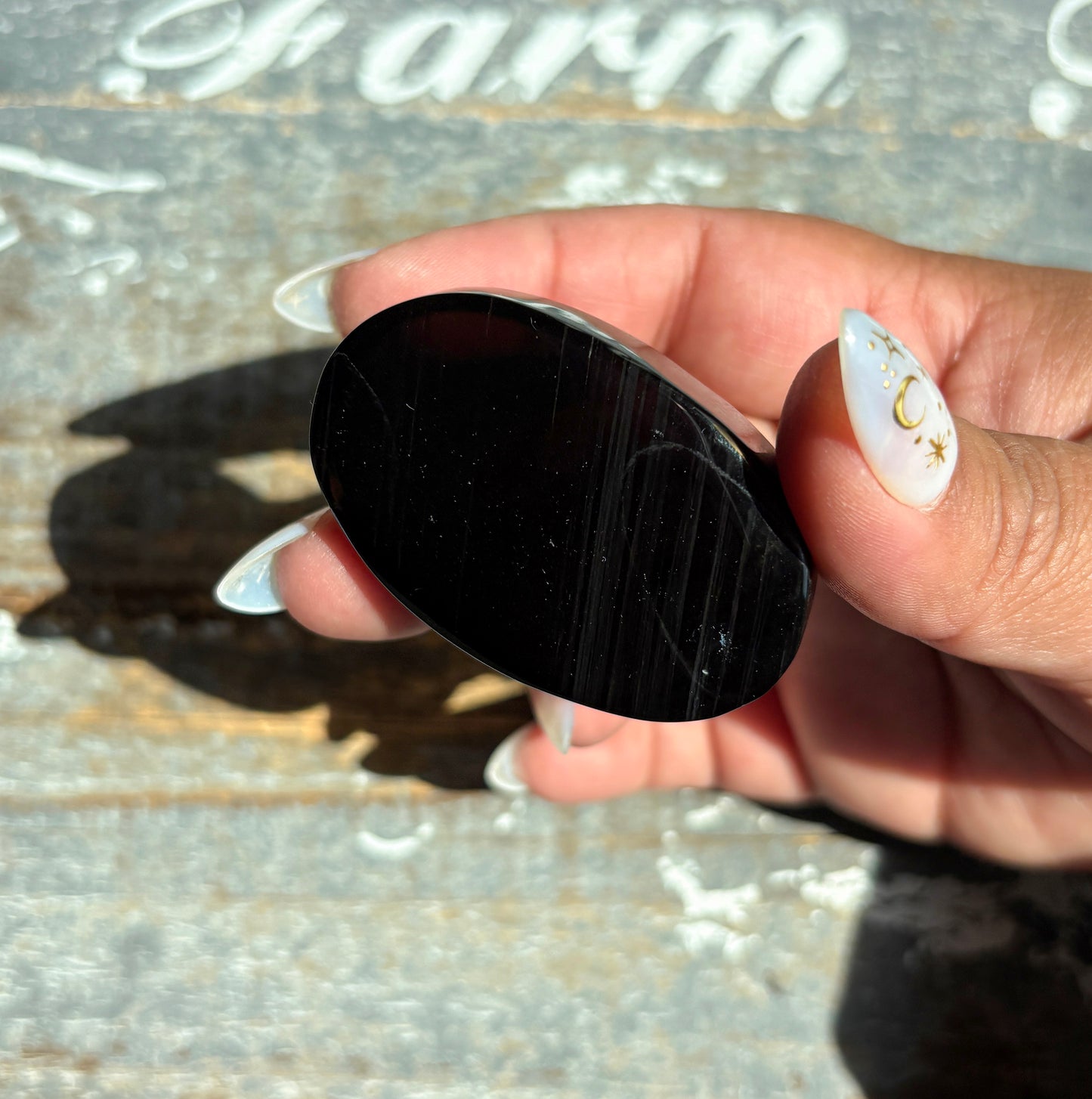 Gorgeous Midnight Lace Obsidian Palm Stone from Armenia | C
