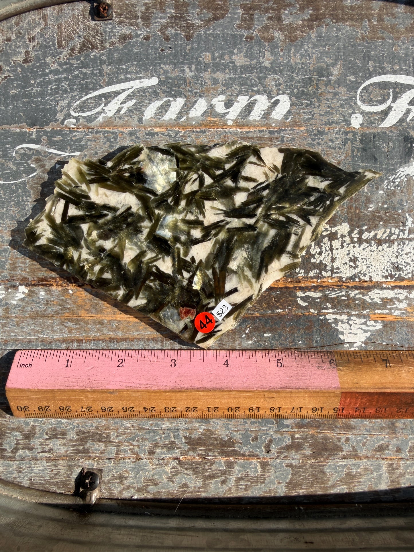 Gorgeous Green Tourmaline with Lepidolite Garnet Slab | Opt 44