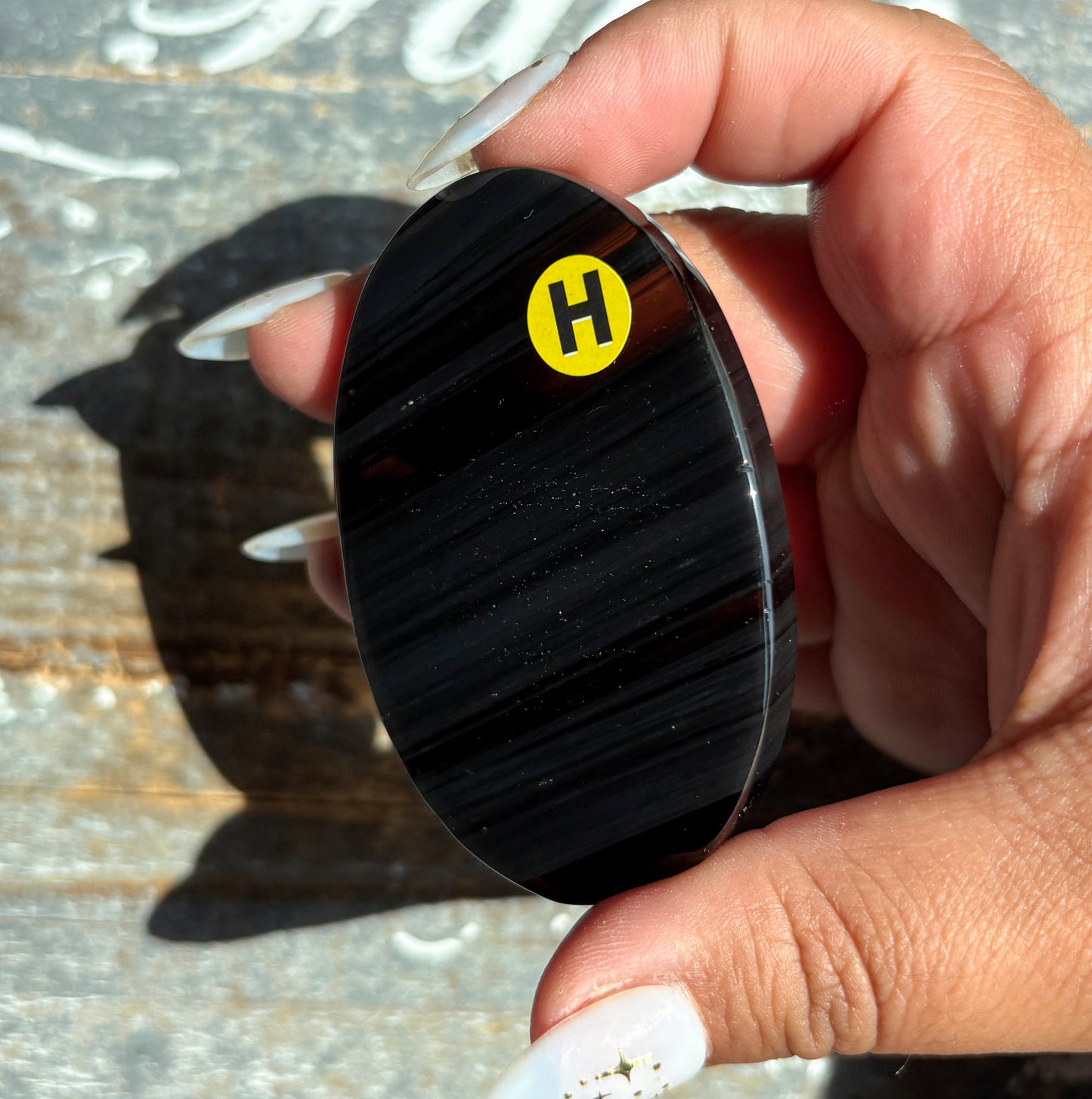 Gorgeous Midnight Lace Obsidian Palm Stone from Armenia | H