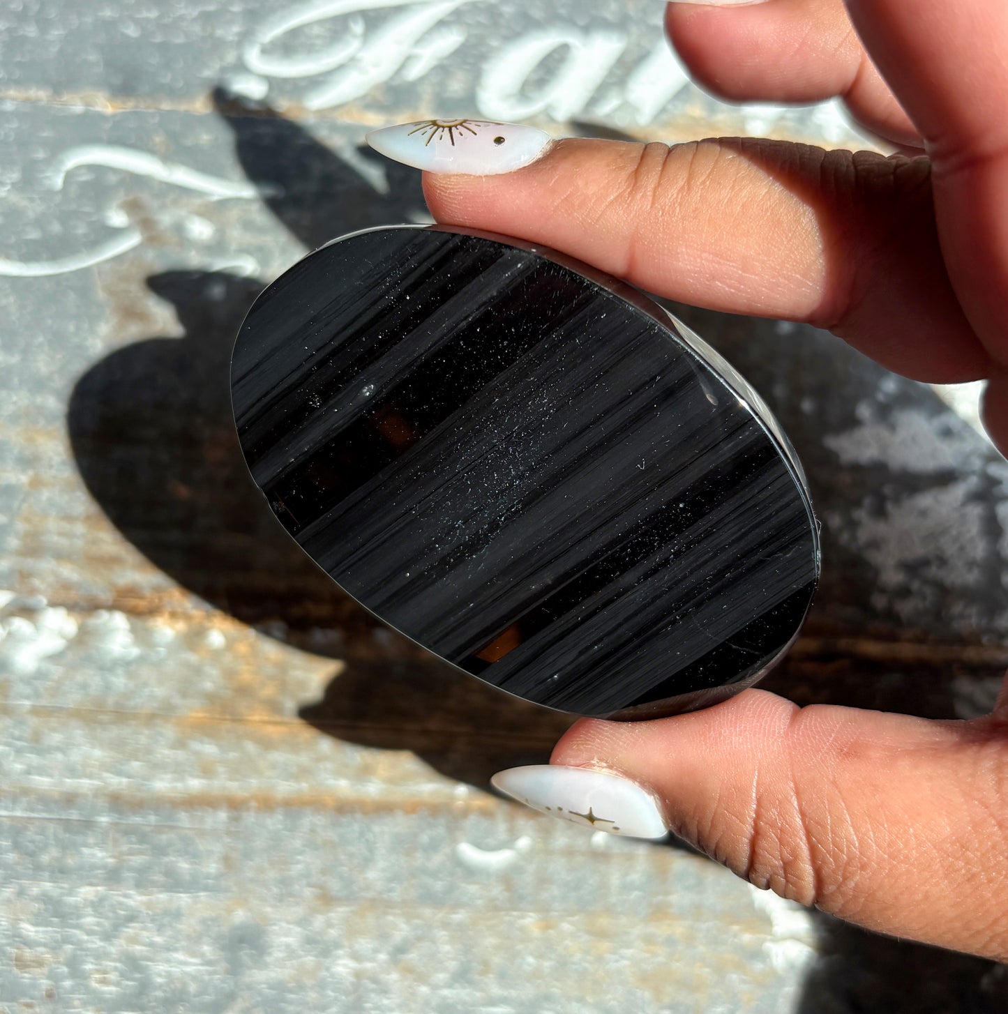 Gorgeous Midnight Lace Obsidian Palm Stone from Armenia | H