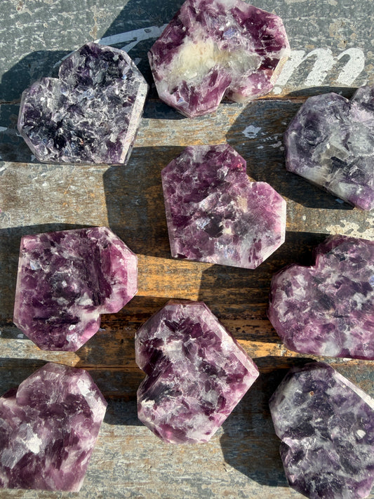 One (1) Faceted Lepidolite Heart | Intuitively Chosen