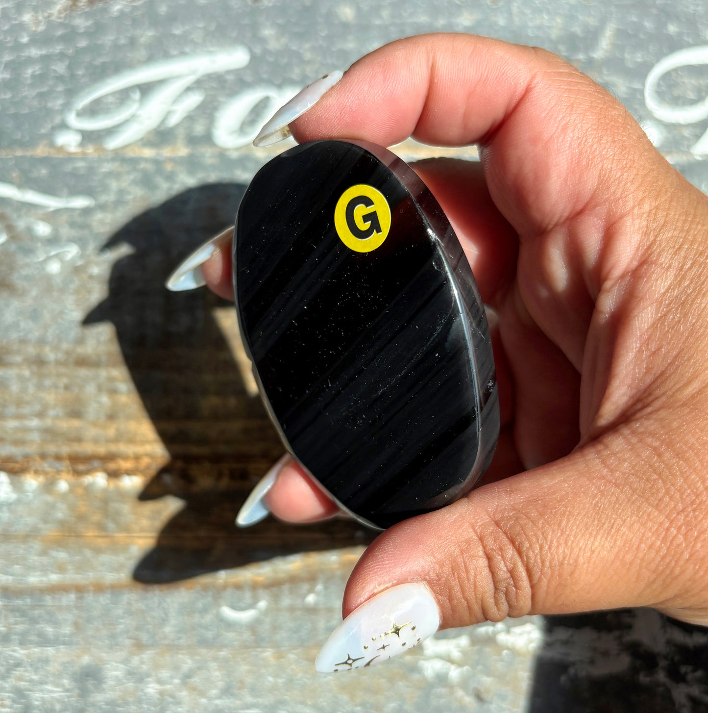 Gorgeous Midnight Lace Obsidian Palm Stone from Armenia | G