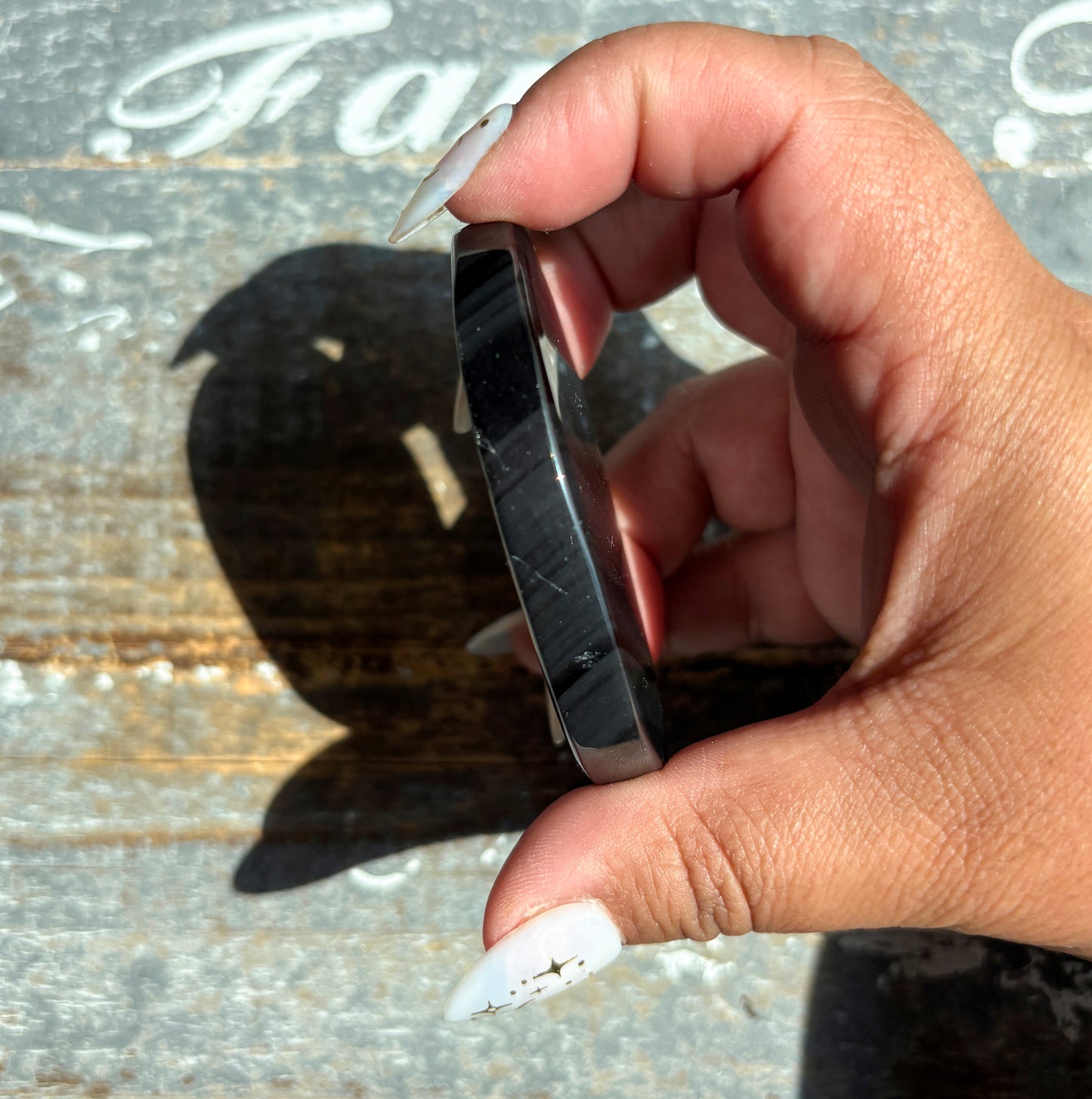 Gorgeous Midnight Lace Obsidian Palm Stone from Armenia | G