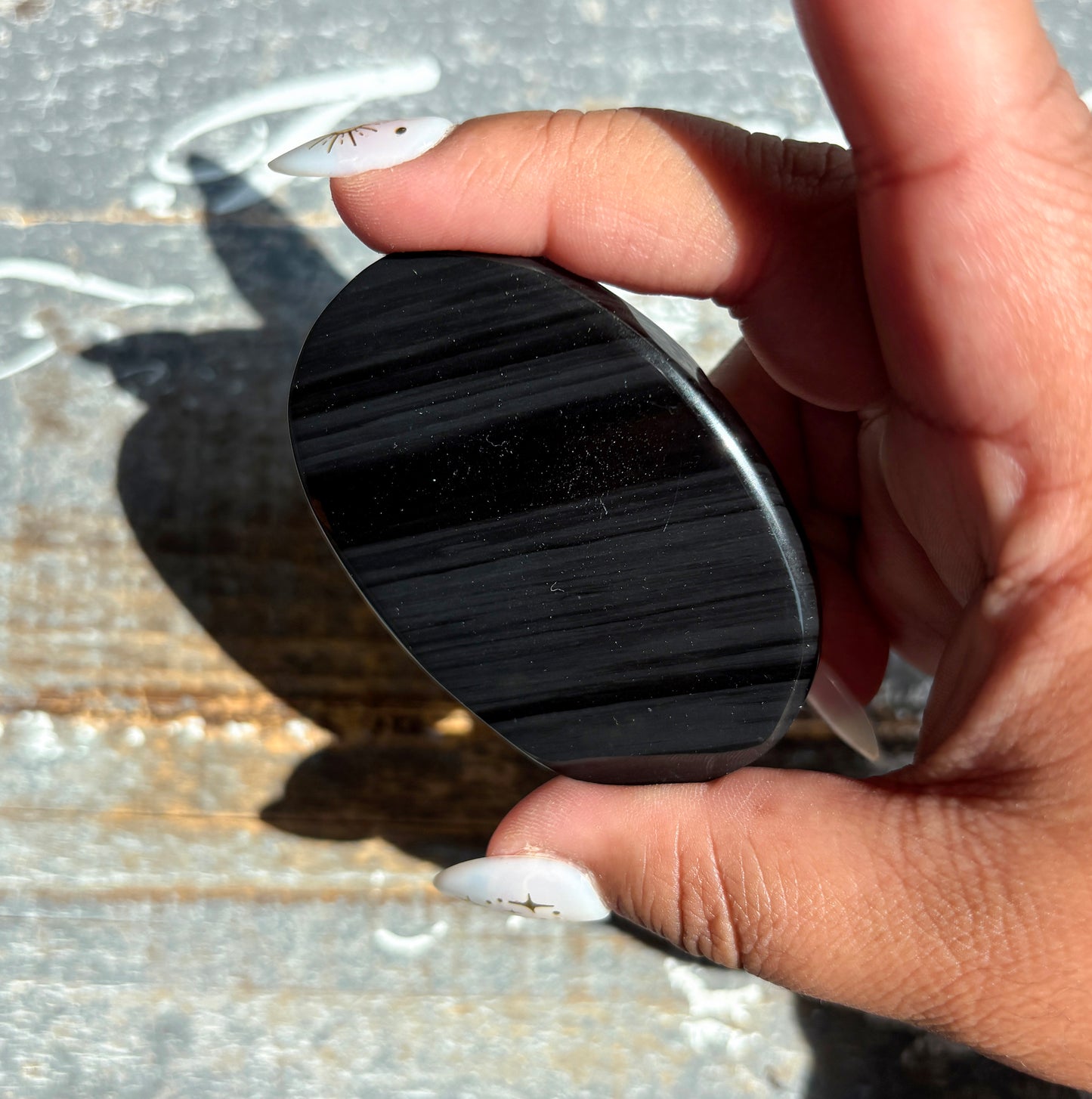 Gorgeous Midnight Lace Obsidian Palm Stone from Armenia | G