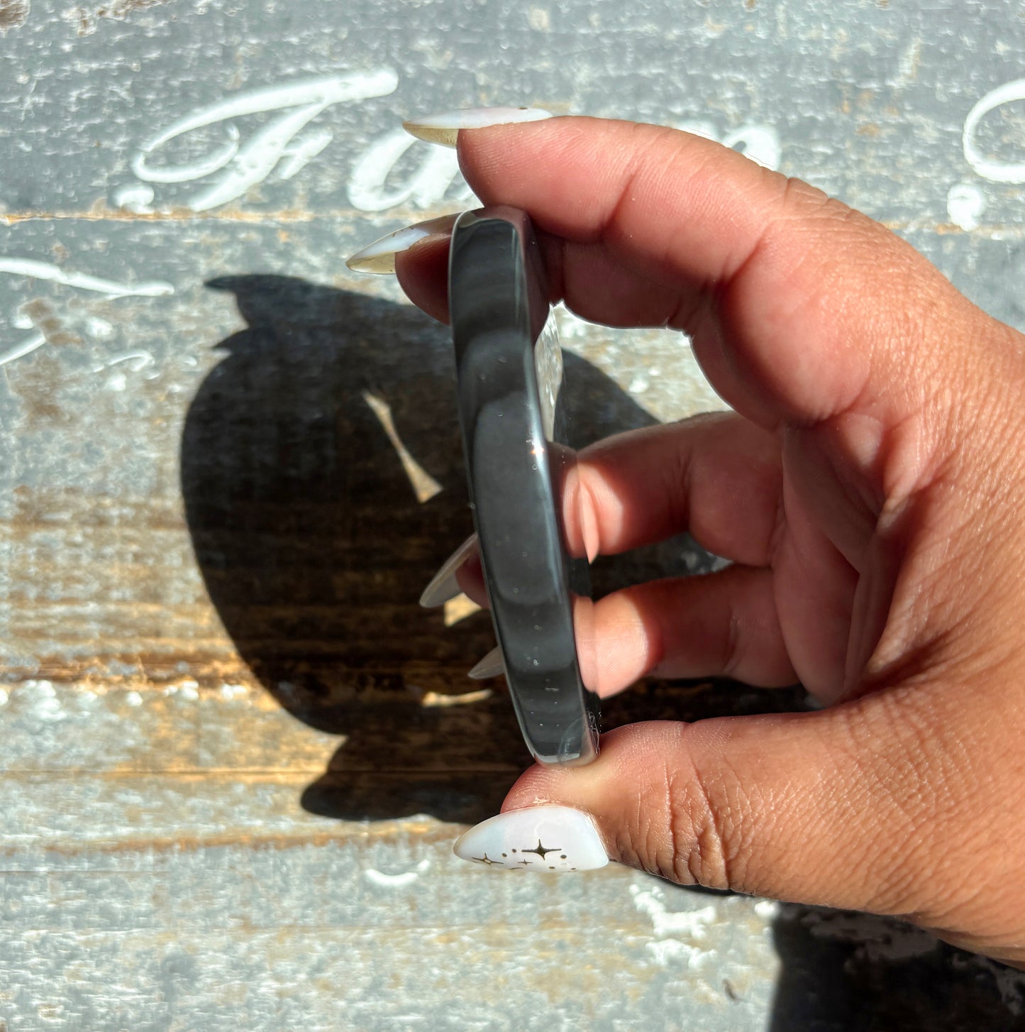 Gorgeous Midnight Lace Obsidian Palm Stone from Armenia | J