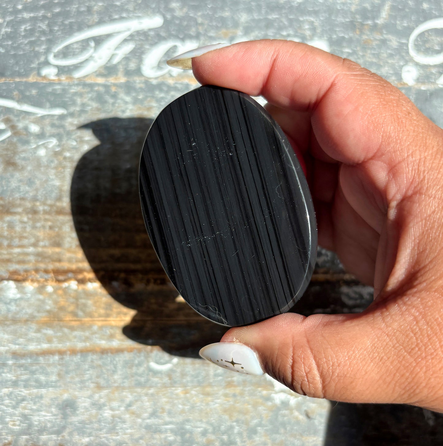 Gorgeous Midnight Lace Obsidian Palm Stone from Armenia | J