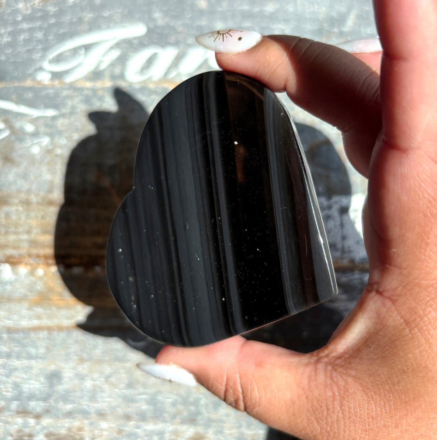 Gorgeous Midnight Lace Obsidian Heart from Armenia | Q