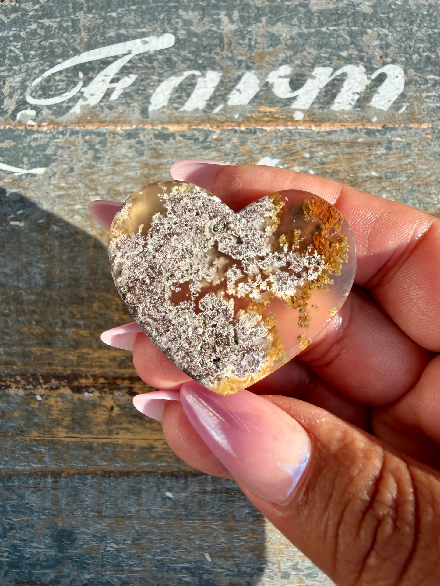 Gorgeous Indonesia Moss Agate Small Heart (Flat Back) | Opt 5 | Size - 1.5"