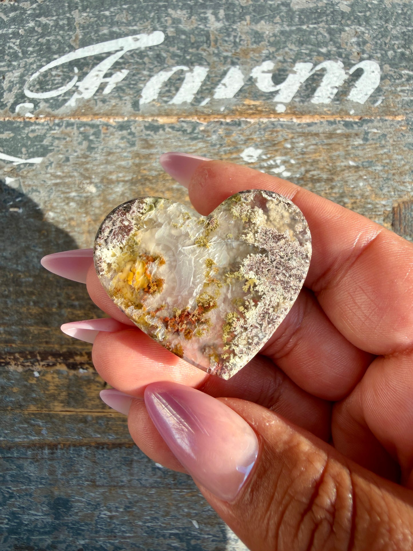 Gorgeous Indonesia Moss Agate Small Heart (Flat Back) | Opt 2 | Size - 1.5"