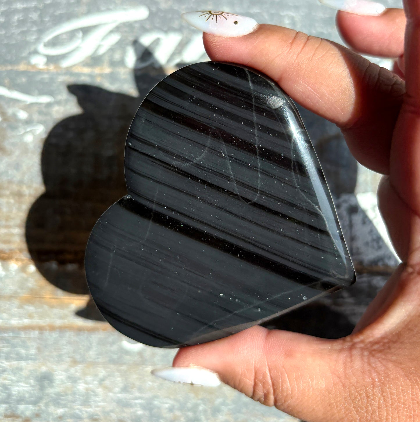 Gorgeous Midnight Lace Obsidian Heart from Armenia | P