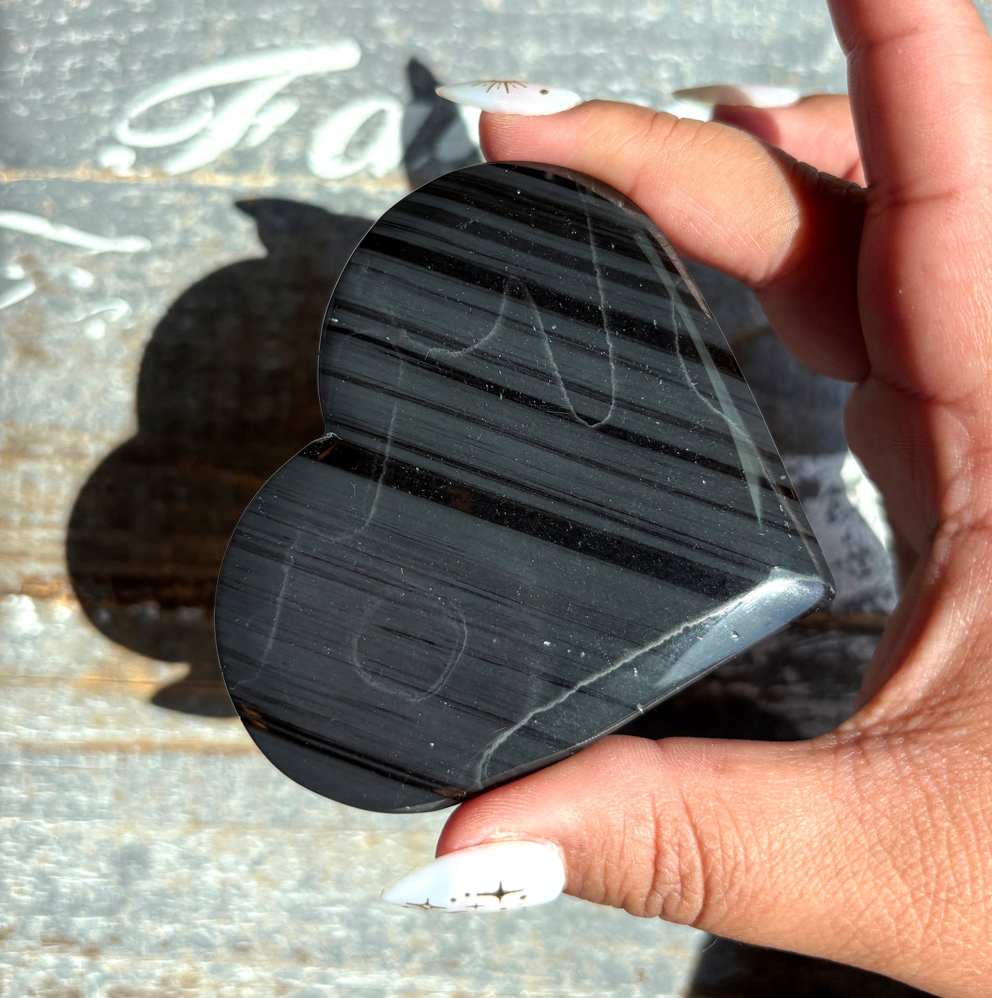 Gorgeous Midnight Lace Obsidian Heart from Armenia | P