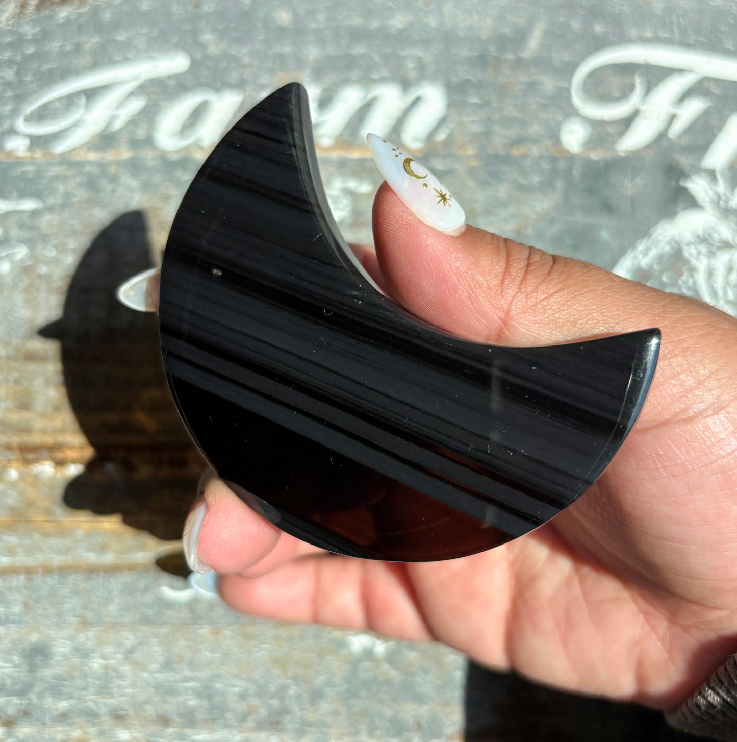 Gorgeous Midnight Lace Obsidian Moon from Armenia | I