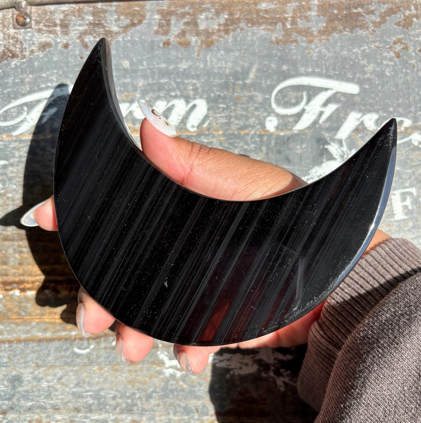 Gorgeous Midnight Lace Obsidian Moon from Armenia | H