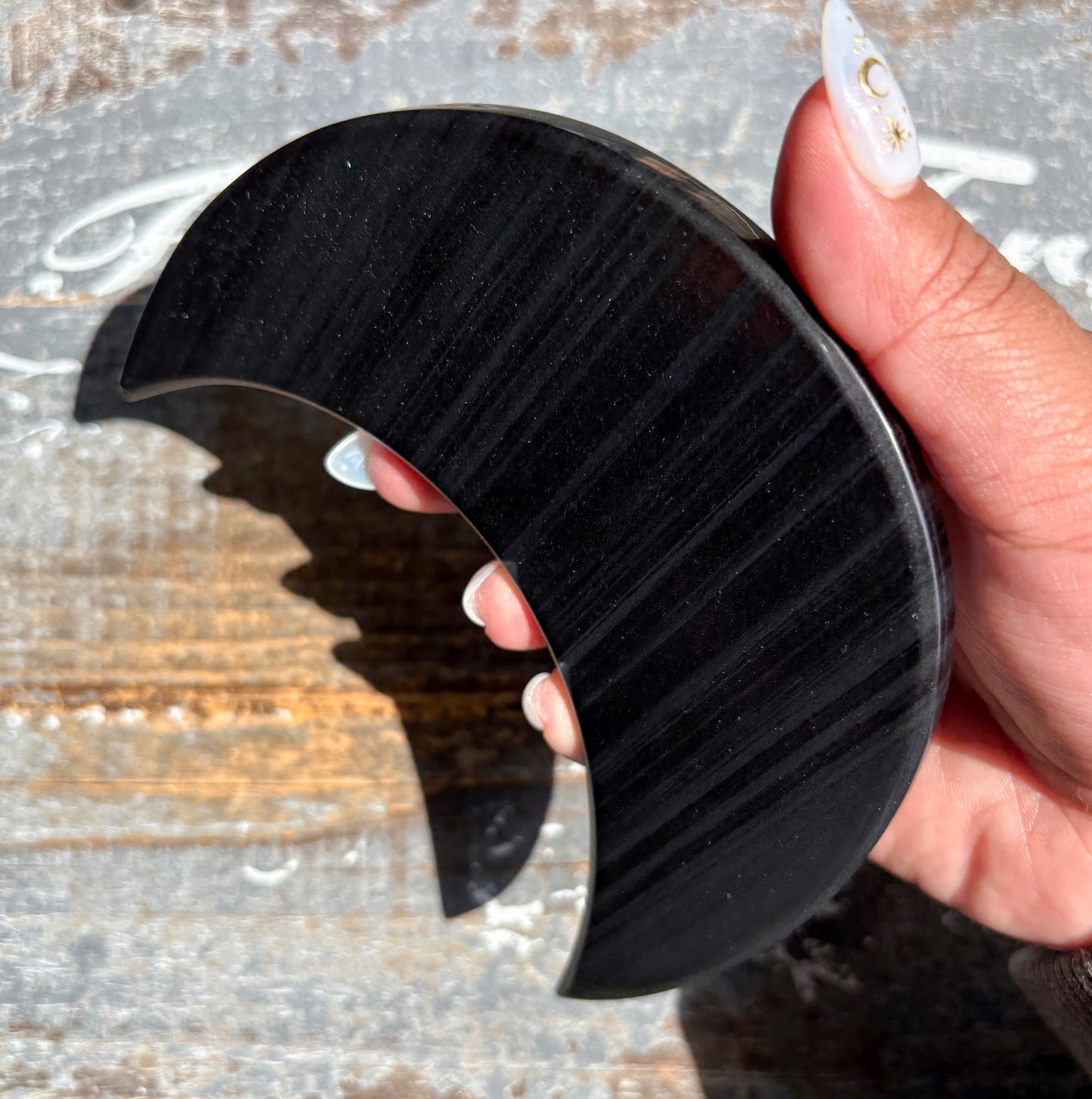 Gorgeous Midnight Lace Obsidian Moon from Armenia | G