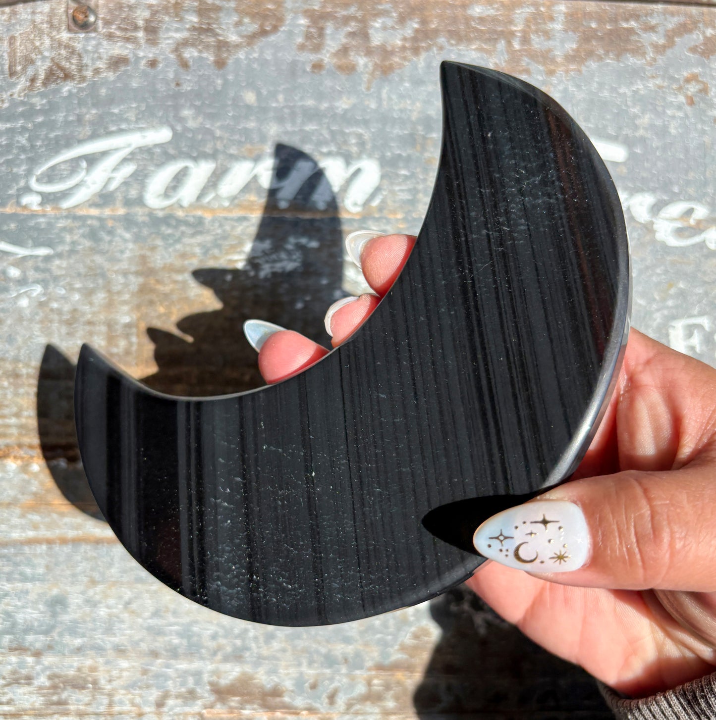 Gorgeous Midnight Lace Obsidian Moon from Armenia | F
