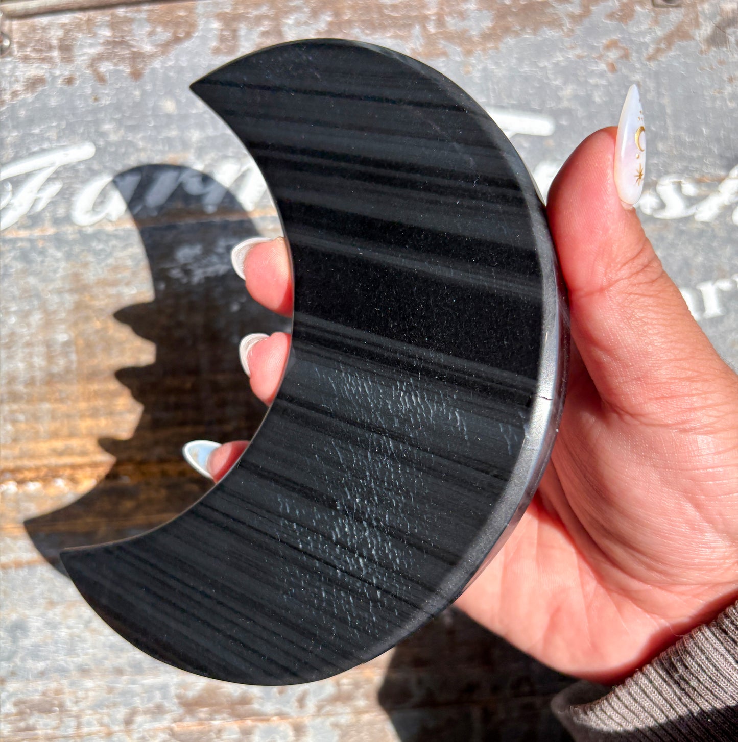 Gorgeous Midnight Lace Obsidian Moon from Armenia | D