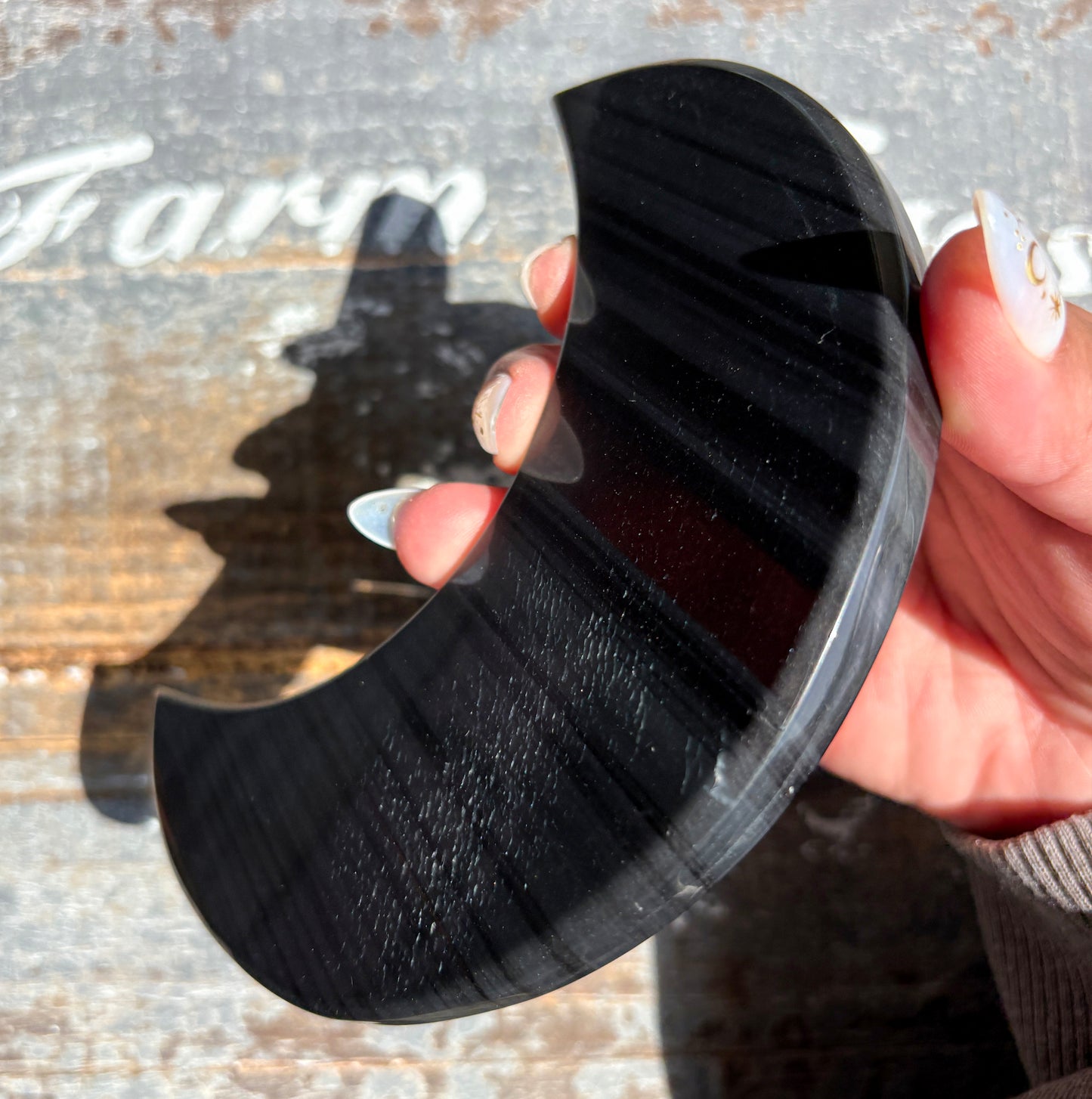 Gorgeous Midnight Lace Obsidian Moon from Armenia | D