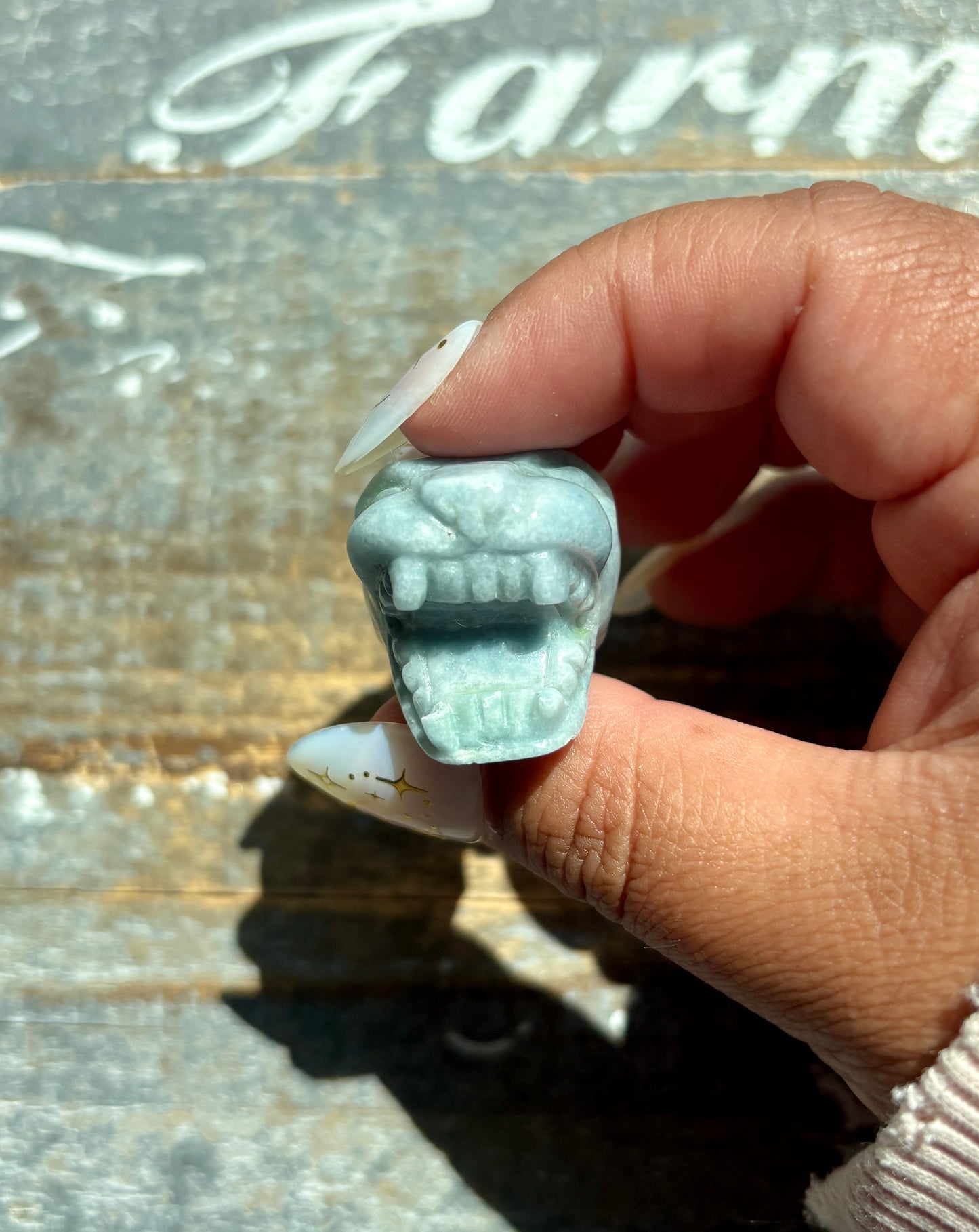 Guatemalan Jade Roaring Jaguar Head (Hand-Carved)