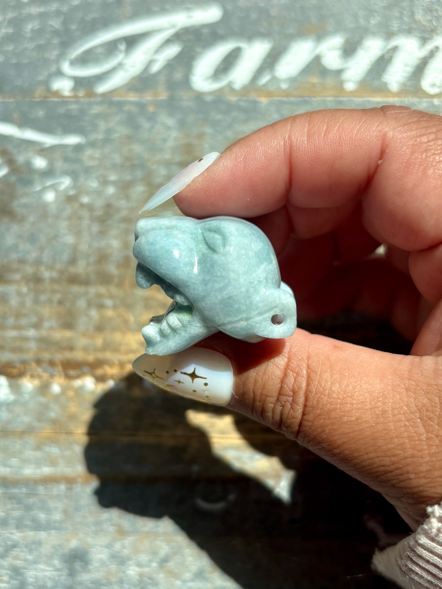 Guatemalan Jade Roaring Jaguar Head (Hand-Carved)