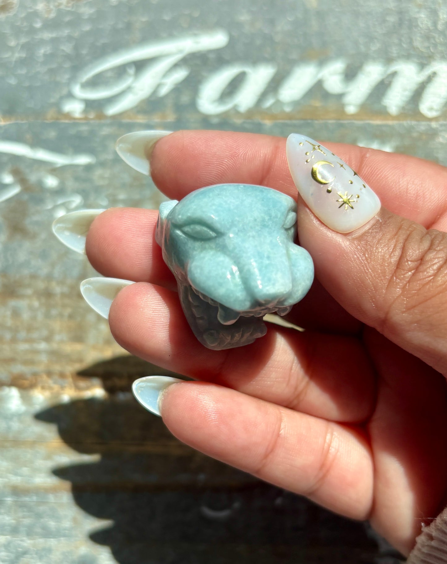 Guatemalan Jade Roaring Jaguar Head (Hand-Carved)