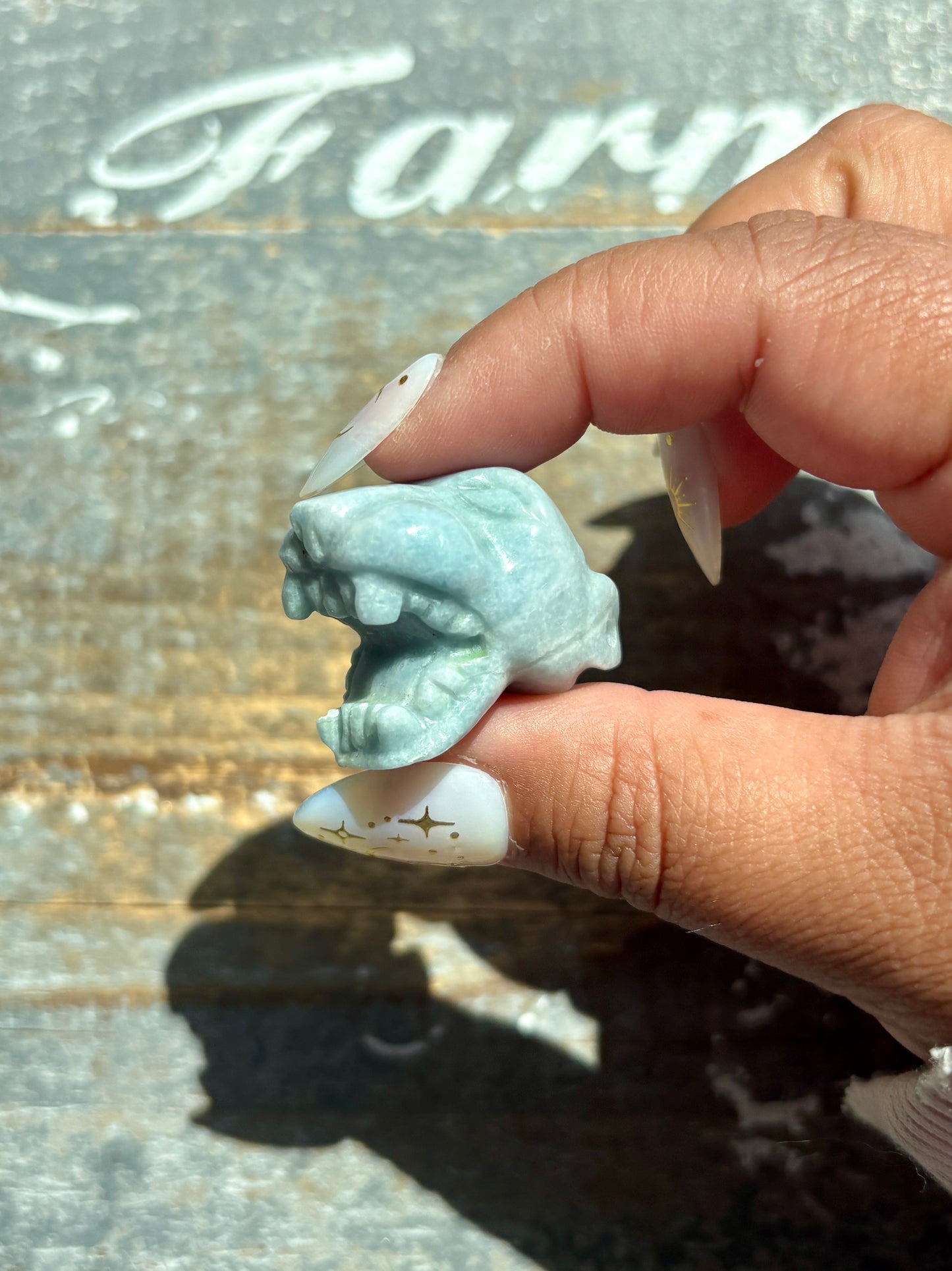 Guatemalan Jade Roaring Jaguar Head (Hand-Carved)