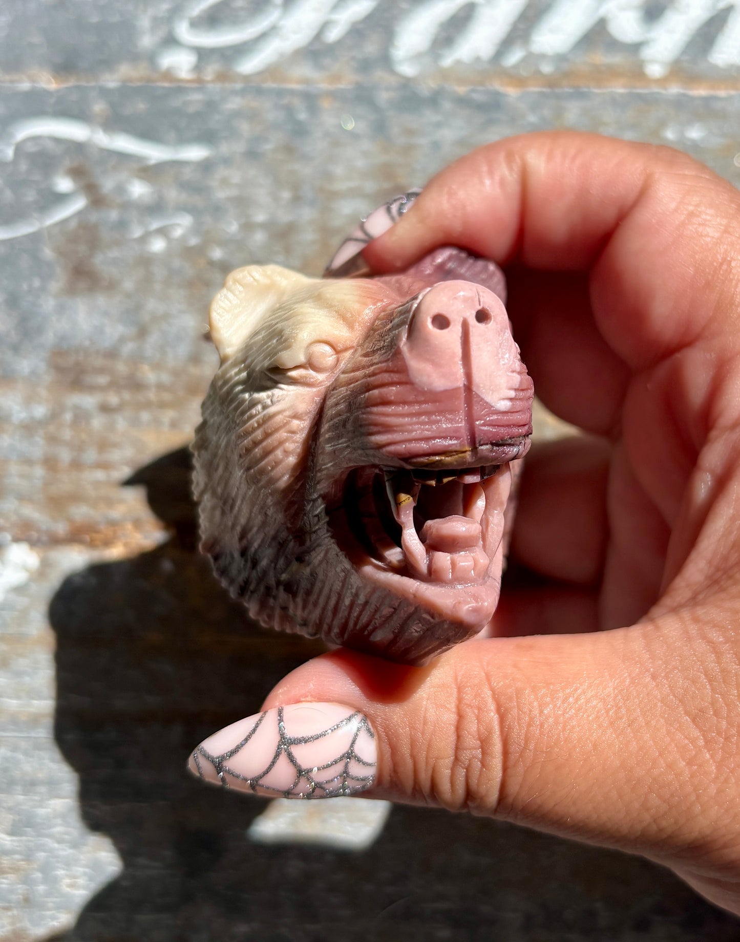 Gorgeous Hand Carved Mookaite Bear Head | Opt A