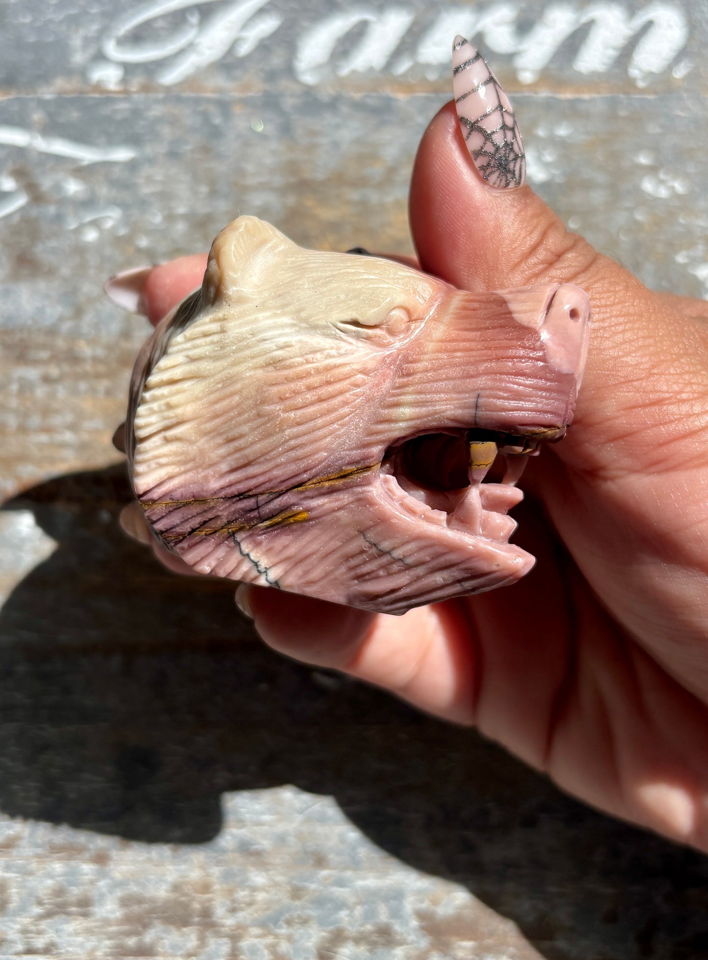 Gorgeous Hand Carved Mookaite Bear Head | Opt A
