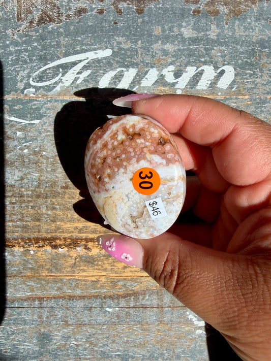 Gorgeous Authentic Ocean Jasper Palm Stone | Opt 30