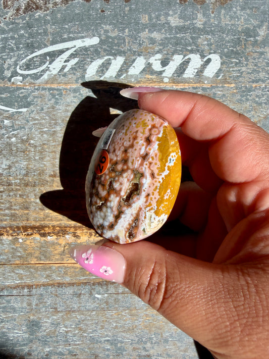 Gorgeous Authentic Ocean Jasper Palm Stone | Opt 26