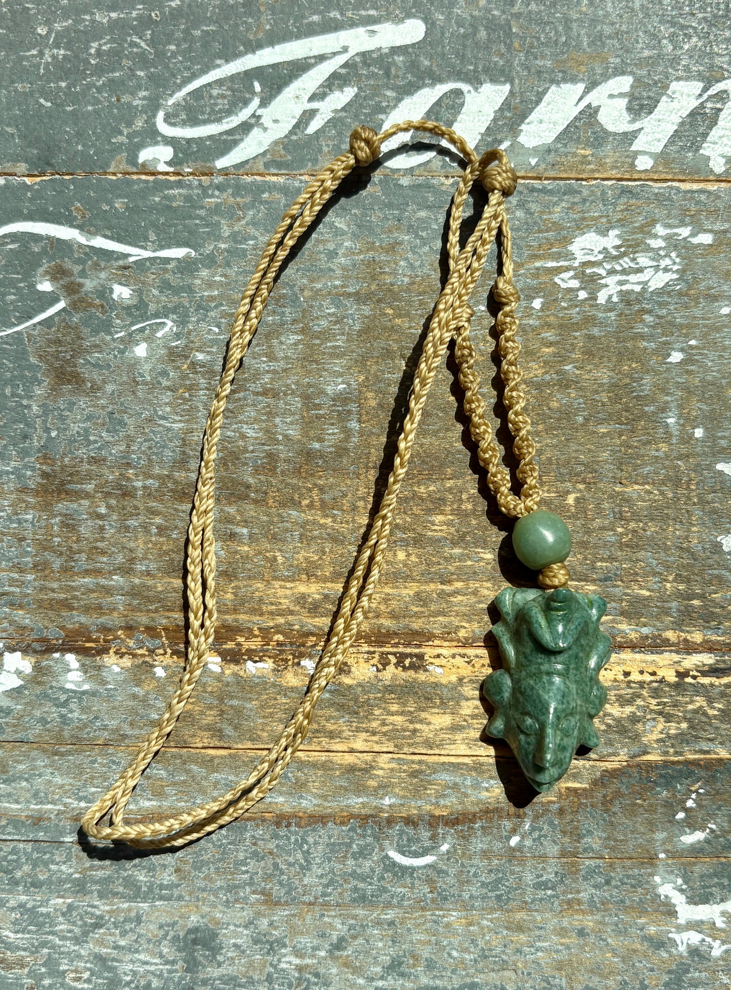 Gorgeous Guatemalan Jade Mayan Face Macrame Necklace
