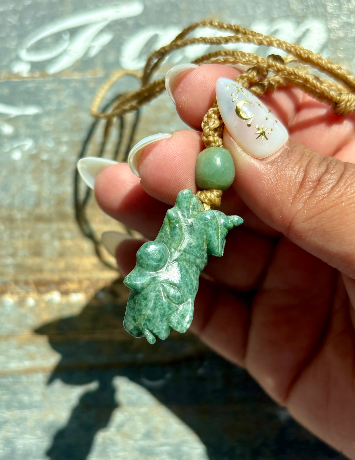 Gorgeous Guatemalan Jade Mayan Face Macrame Necklace