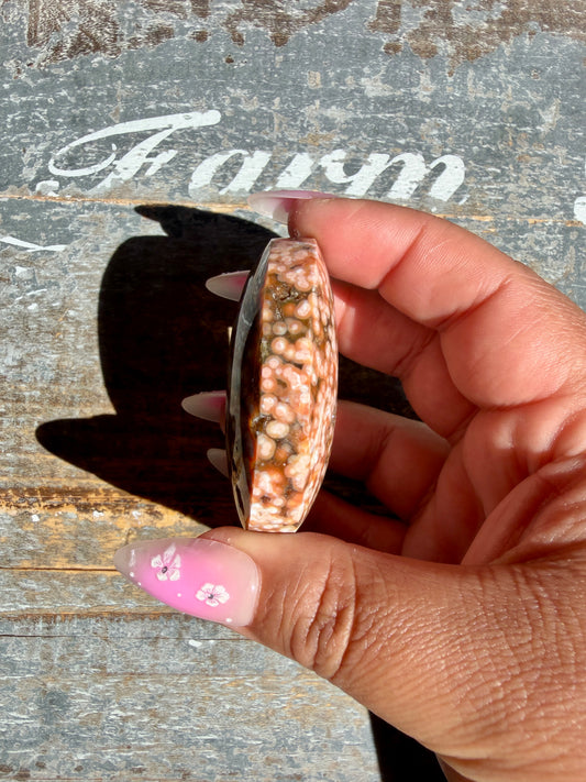 Gorgeous Authentic Ocean Jasper Palm Stone | Opt 24