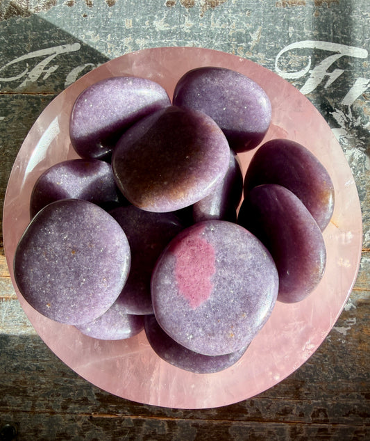 One (1) Gorgeous Lepidolite, Pink Tourmaline & Quartz Flat Stone | Intuitively Chosen